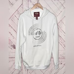 Hard Rock Cafe Singapore Vinyl Hooded Pullover Sweatshirt Unisex Large